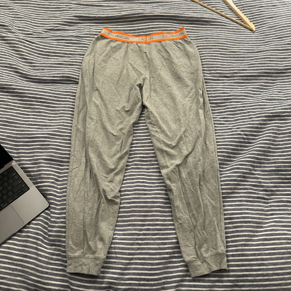 Calvin Klein Orange Band Gray Sweatpants w pockets